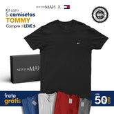 Kit 5 Camisetas Tommy H. (Compre 3 Leve 5) + Pack com 3 Cuecas Boxer de Brinde
