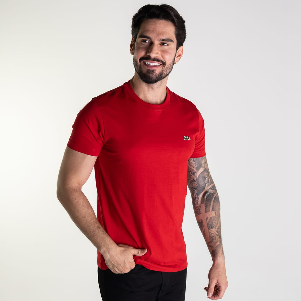 Camiseta Lacoste Algodão Pima Vermelha
